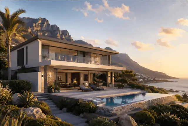 Coastal villa at sunset, Camps Bay